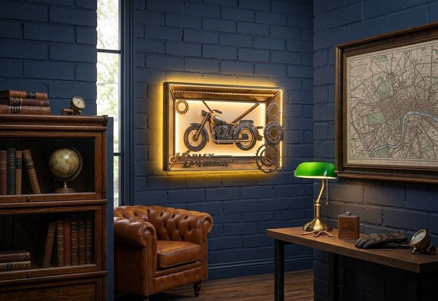 Металеве панно &laquo;Harley-Davidson&raquo; з підсвіткою KOV-KAR-001 фото