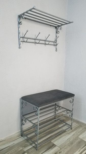Банкетка-полиця для взуття Бостон з м'яким сидінням та кованим каркасом 60см 1435436335 фото