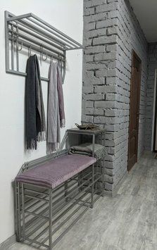 Передпокій металевий, поличка для взуття і вішак ЛОФТ 100см 2104950274 фото