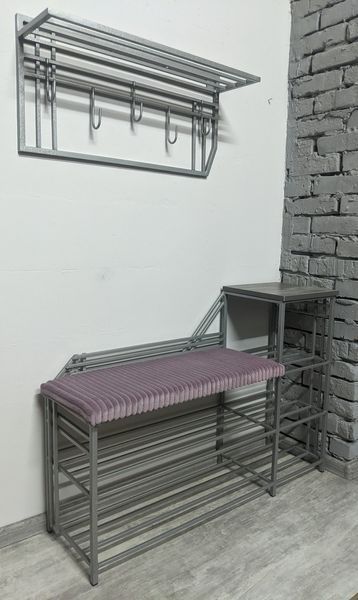 Передпокій металевий, поличка для взуття і вішак ЛОФТ 100см 2104950274 фото
