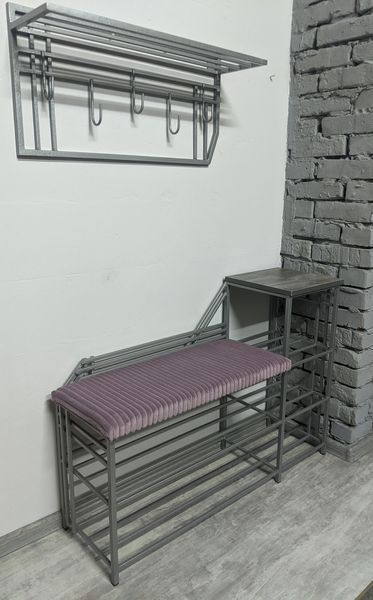 Передпокій металевий, поличка для взуття і вішак ЛОФТ 100см 2104950274 фото