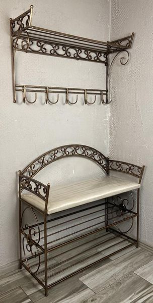 Прихожая кованая, банкетка и вешалка Ажур ВС 80 см 1703463552 фото